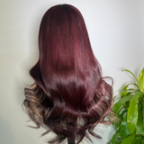 Glue-less Burgundy Raw Indian Wig | 3x6 Closure Wig